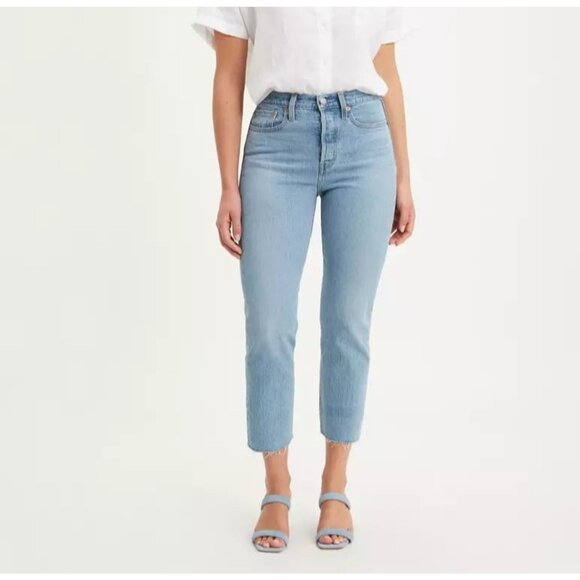 Levis Womens Wedgie Straight High RiseRaw Hem  Jeans Size 27 Blue - Picture 1 of 11